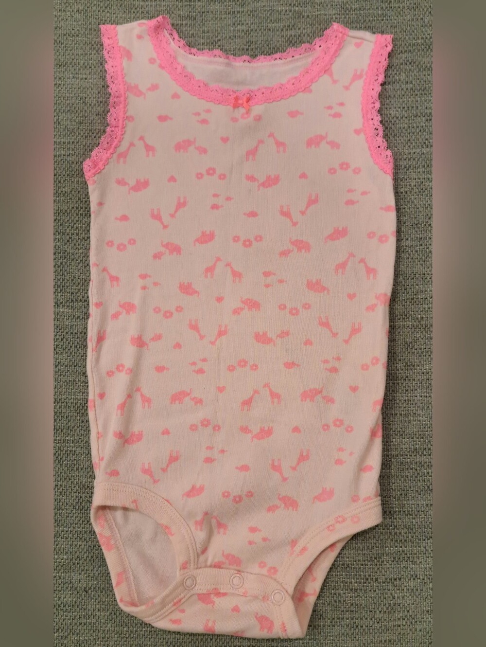 2/$10 Sleeveless Bodysuit Onesie Tank Top Style Animal Print Lace Trim